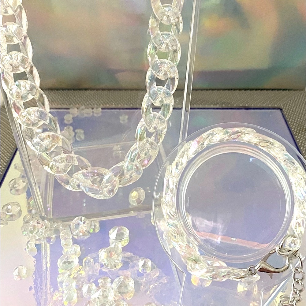 Iridescent / Holographic Clear Chain Bracelet